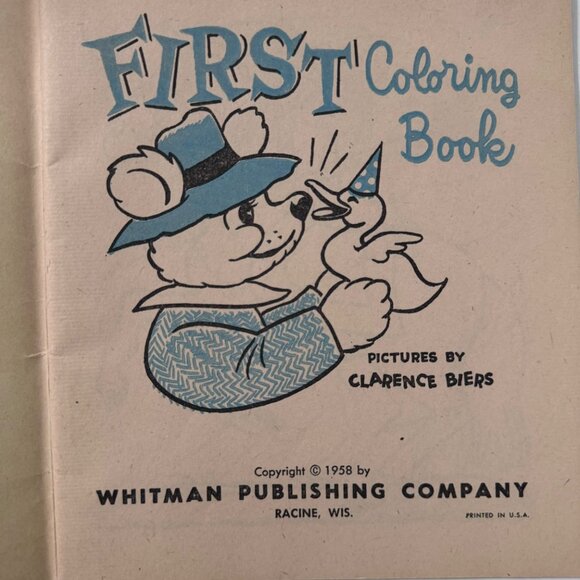 Vtg 1958 First Coloring Book Clarence Biers Whitman Publishing Children Activity - Picture 2 of 16